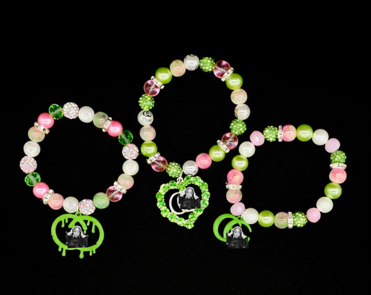 Beaded Charm Bracelet- 3pcs