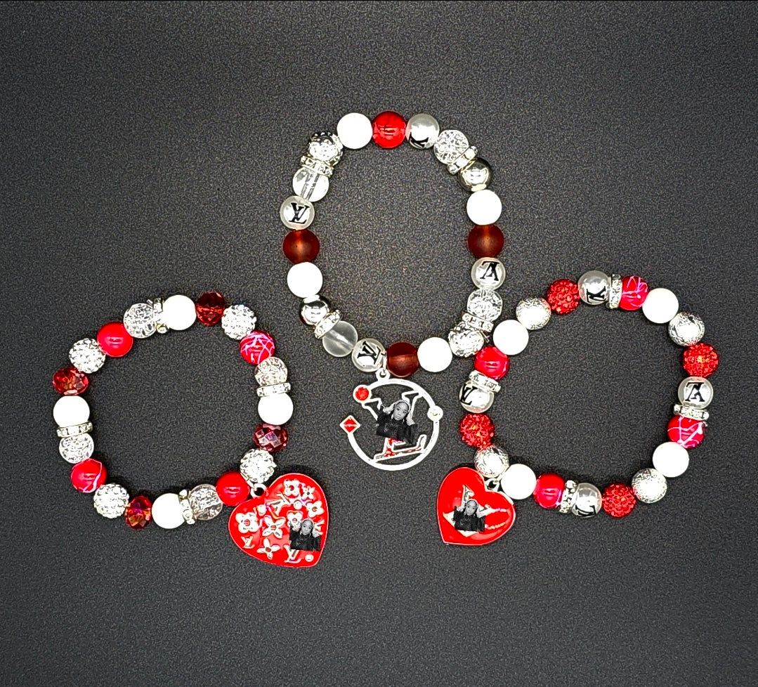 Beaded Charm Bracelet- 3pcs