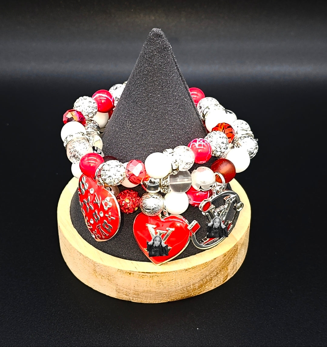Beaded Charm Bracelet- 3pcs