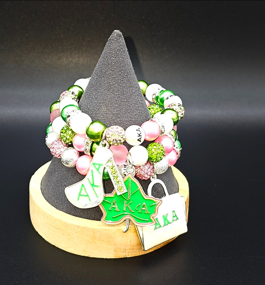 Beaded Charm Bracelet- 3pcs