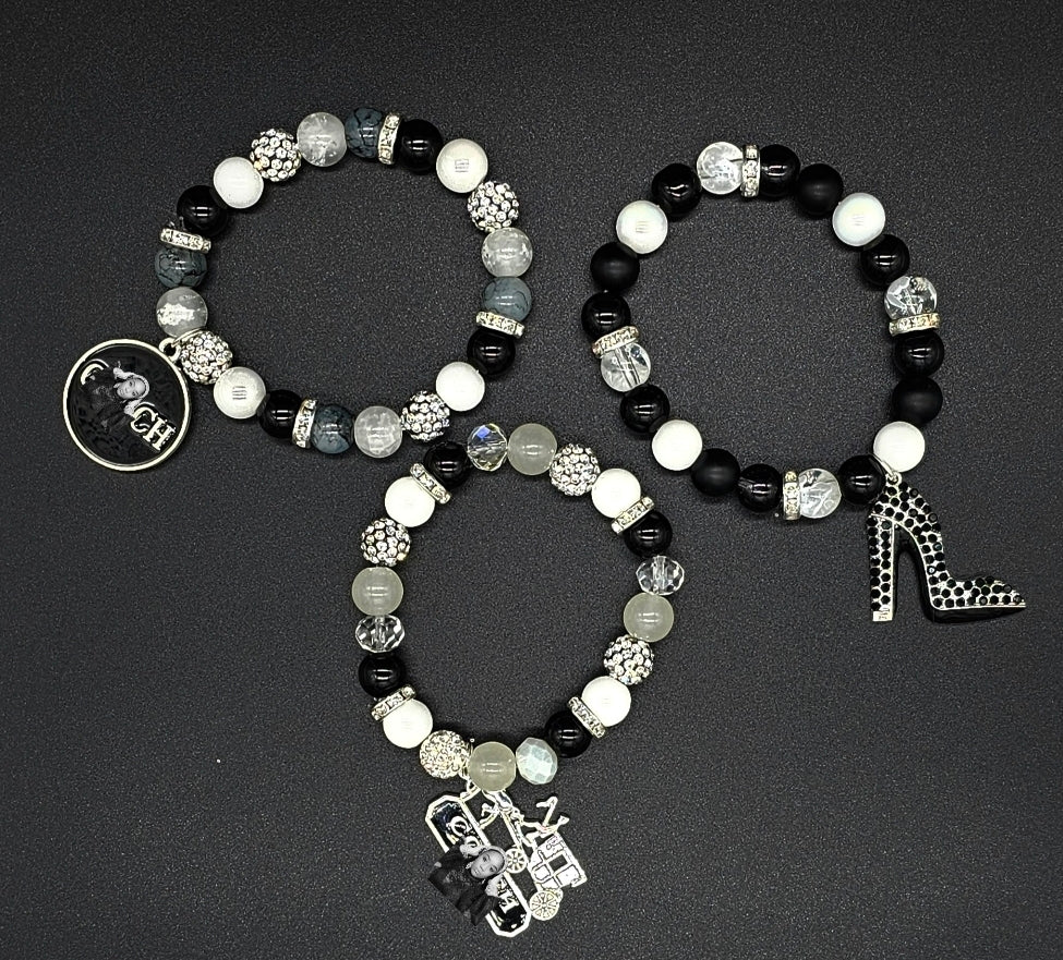 Beaded Charm Bracelet- 3pcs