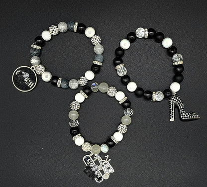 Beaded Charm Bracelet- 3pcs