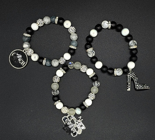 Beaded Charm Bracelet- 3pcs