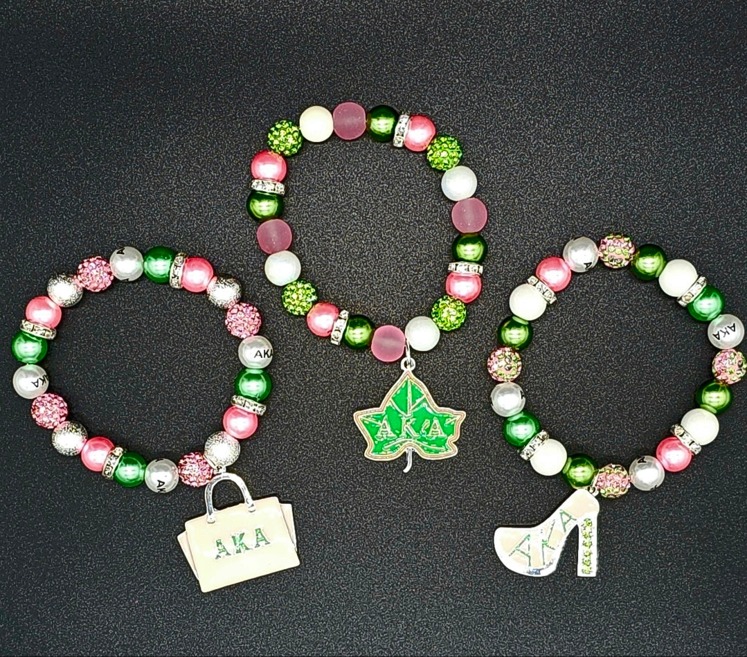 Beaded Charm Bracelet- 3pcs