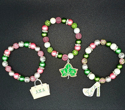 Beaded Charm Bracelet- 3pcs